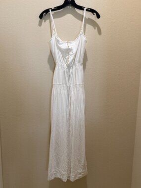 Urban Outfitters Cream Spaghetti Strap Smocked Waist Maxi Dress Size S